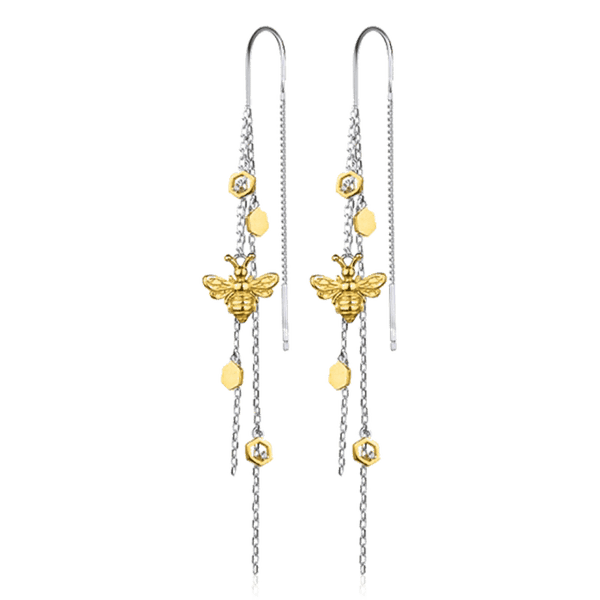 Серебряные серьги протяжки Пчелы и Соты 031150 детальное изображение ювелирного изделия Серьги с позолотой Серебряные серьги протяжки Пчелы и Соты 031150 детальное изображение ювелирного изделия Серьги с позолотой