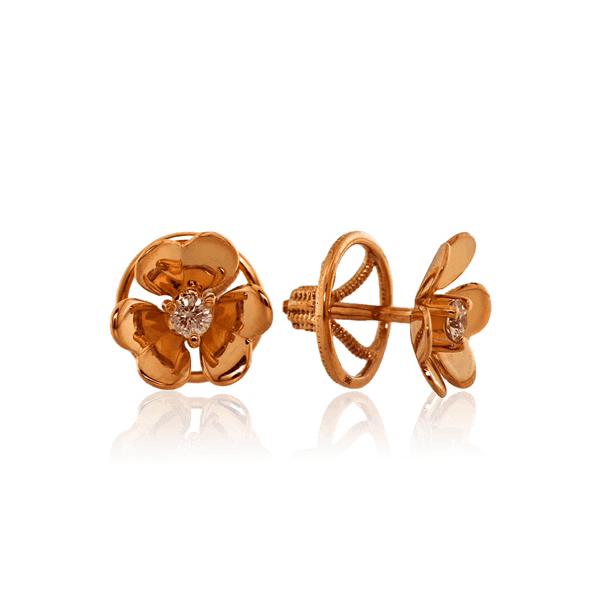 Золотые серьги пессеты Цветок с фианитом 029111 детальное изображение ювелирного изделия Золотые серьги с фианитом Золотые серьги пессеты Цветок с фианитом 029111 детальное изображение ювелирного изделия Золотые серьги с фианитом