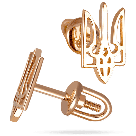 Золотые серьги-пуссеты Тризуб, Герб Украины 037422 детальное изображение ювелирного изделия Золотые серьги пуссеты Золотые серьги-пуссеты Тризуб, Герб Украины 037422 детальное изображение ювелирного изделия Золотые серьги пуссеты