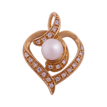 обзорное фото Золотой подвес с жемчугом 330227  Золотые кулоны с жемчугом