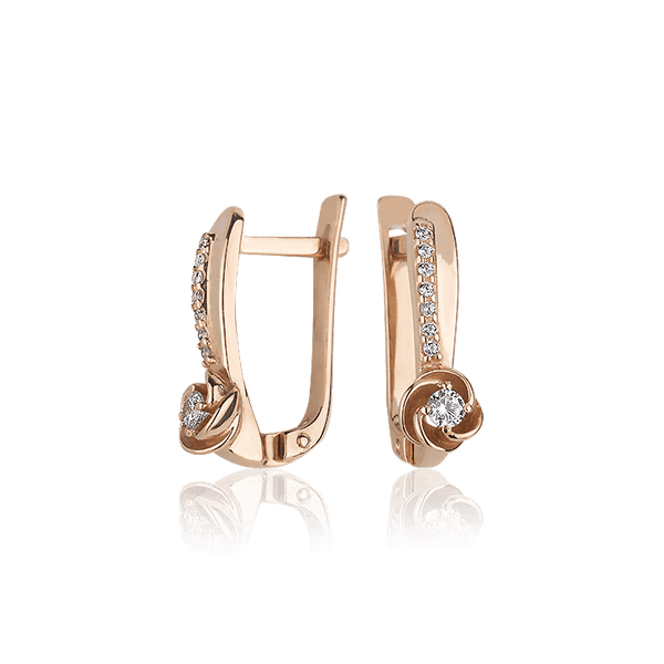 Золотые серьги с фианитами с цветком 028126 детальное изображение ювелирного изделия Золотые серьги с фианитом Золотые серьги с фианитами с цветком 028126 детальное изображение ювелирного изделия Золотые серьги с фианитом