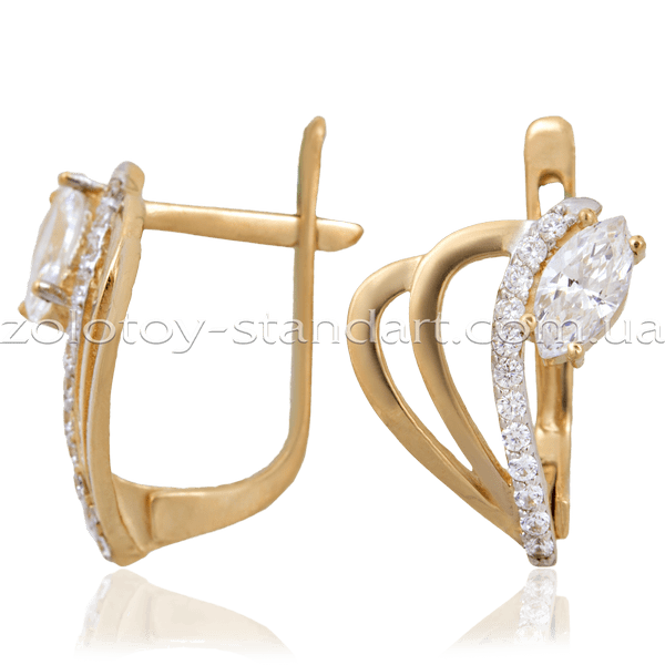 Золотые серьги 21288 детальное изображение ювелирного изделия Золотые серьги с фианитом Золотые серьги 21288 детальное изображение ювелирного изделия Золотые серьги с фианитом
