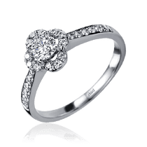 обзорное фото Золотое кольцо Цветок с бриллиантами 031034  Золотые кольца