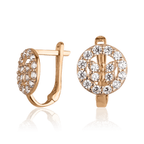 обзорное фото Золотые детские серьги Бабочки с фианитами 026456  Серьги с камнями