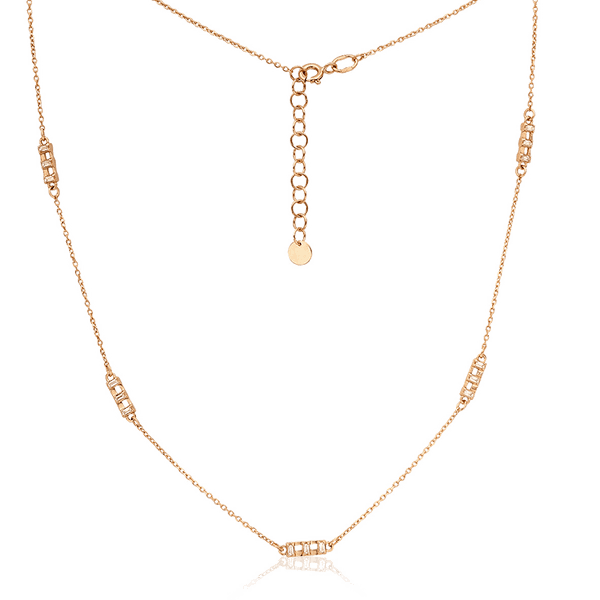 Колье из красного золота 585 пробы с фианитами 035347 детальное изображение ювелирного изделия Золотые цепочки Колье из красного золота 585 пробы с фианитами 035347 детальное изображение ювелирного изделия Золотые цепочки