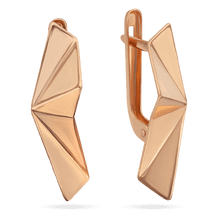 обзорное фото Золотые серьги Оригами с английским замком 034695  Золотые серьги