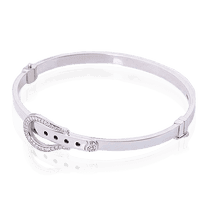 обзорное фото Золотой браслет Ремень с фианитами 025218 Золотой браслет кольцом обзорное фото Золотой браслет Ремень с фианитами 025218  Золотой браслет кольцом