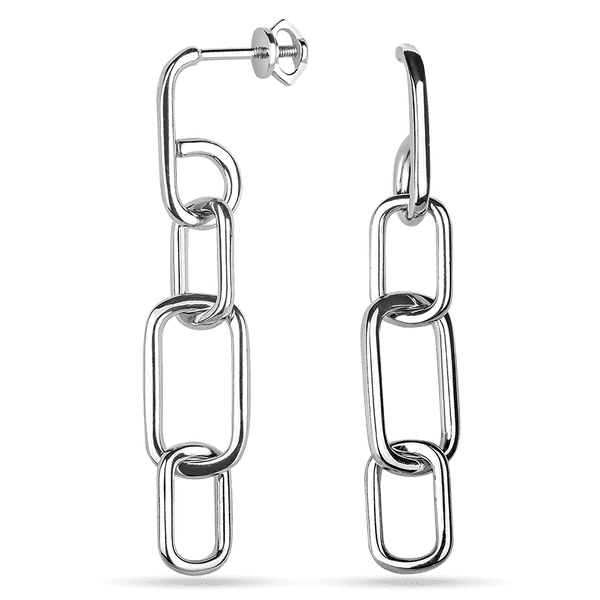 Серебряные серьги длиные в форме цепи на закрутке 925 проба  038128 детальное изображение ювелирного изделия Серебряные серьги без вставок