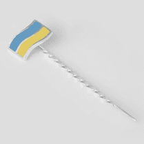 обзорное фото Серебряный значок на иголке с эмалью Флаг Украины 037684  Серебряные значки