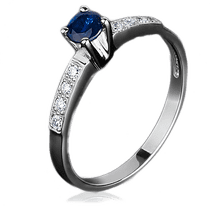обзорное фото Кольцо из белого золота с сапфиром и бриллиантами 1035/1 Золотые кольца с сапфиром обзорное фото Кольцо из белого золота с сапфиром и бриллиантами 1035/1  Золотые кольца с сапфиром