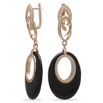 оглядове фото Золоті сережки з агатом і фіанітом 029038 оглядове фото Золоті сережки з агатом і фіанітом 029038