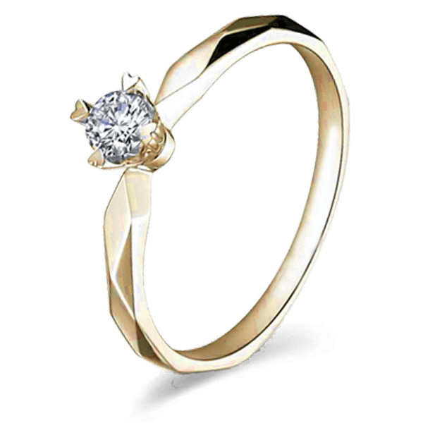 Каблучка для заручин з діамантом в жовтому золоті 024418 детальне зображення ювелірного виробу