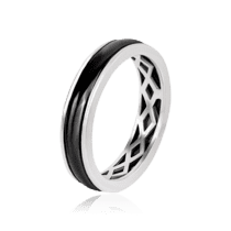 обзорное фото Серебряное кольцо с черной керамикой 031216  Серебряные кольца со вставками