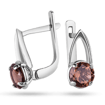 обзорное фото Серьги серебро 925 с раухтопазом 027219 Серебряные серьги с камнями обзорное фото Серьги серебро 925 с раухтопазом 027219  Серебряные серьги с камнями