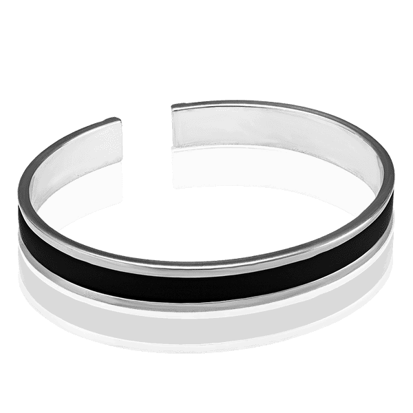 Жесткий серебряный браслет с каучуком без застежки 034552 детальное изображение ювелирного изделия Серебряные браслеты Жесткий серебряный браслет с каучуком без застежки 034552 детальное изображение ювелирного изделия Серебряные браслеты