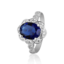 обзорное фото Кольцо в белом золоте с сапфиром и бриллиантами 026367 Золотые кольца с сапфиром обзорное фото Кольцо в белом золоте с сапфиром и бриллиантами 026367  Золотые кольца с сапфиром