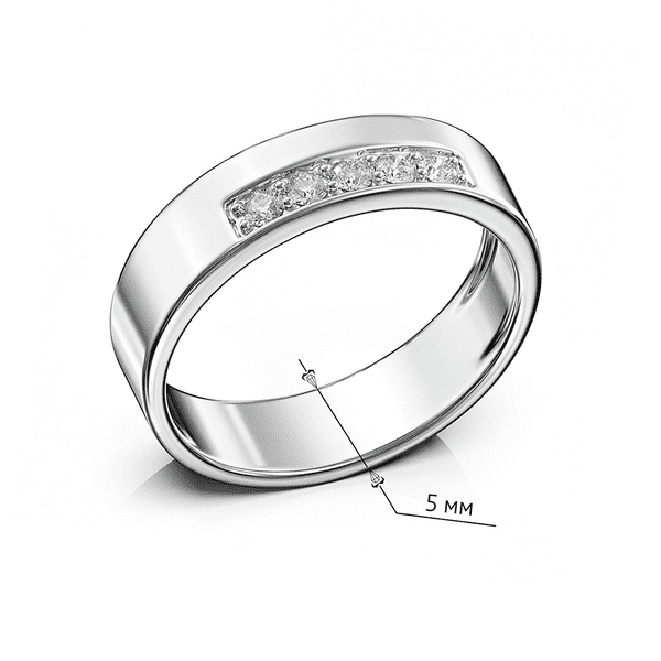 Кольцо в белом золоте с тонкой дорожкой из бриллиантов на пол ширины кольца Кольцо в белом золоте с тонкой дорожкой из бриллиантов на пол ширины кольца