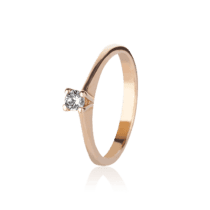 обзорное фото Золотое кольцо для помолвки с фианитом 028236  Золотые кольца для помолвки с цирконием
