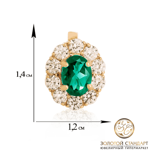 Круглые золотые серьги с кварцем и фианитами Круглые золотые серьги с кварцем и фианитами