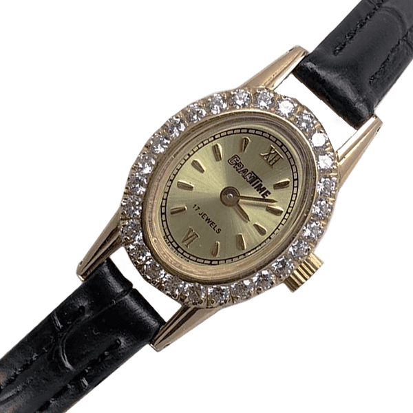 Часы с кожаным ремешком и золотым корпусом женские 036177 детальное изображение ювелирного изделия Женские золотые часы Часы с кожаным ремешком и золотым корпусом женские 036177 детальное изображение ювелирного изделия Женские золотые часы