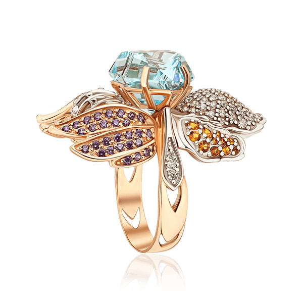 Золотое кольцо с топазом и фианитами в эксклюзивном дизайне 036921 детальное изображение ювелирного изделия Золотые кольца Золотое кольцо с топазом и фианитами в эксклюзивном дизайне 036921 детальное изображение ювелирного изделия Золотые кольца