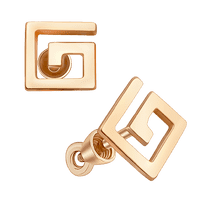 обзорное фото Золотые стильные серьги-пусеты в форме буквы "G" 040707  Золотые серьги без вставок