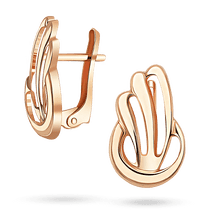 обзорное фото Серьги в красном золоте "Vesta" 041542 Золотые серьги без вставок обзорное фото Серьги в красном золоте "Vesta" 041542  Золотые серьги без вставок