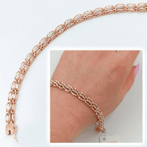 обзорное фото Золотой литой женский браслет Ролекс 039202 Женские золотые браслеты обзорное фото Золотой литой женский браслет Ролекс 039202  Женские золотые браслеты