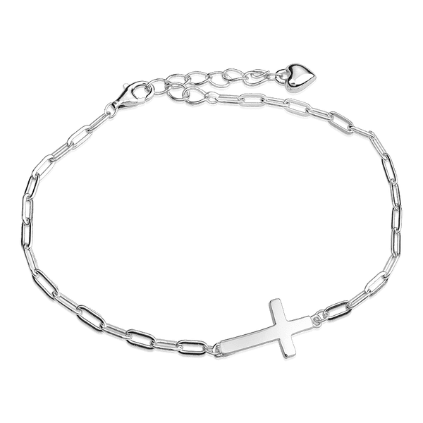 Серебряный браслет из звеньев с крестиком 040117 детальное изображение ювелирного изделия Серебряные женские браслеты