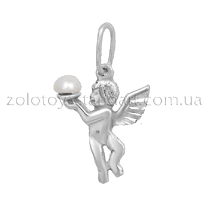 обзорное фото Серебряный подвес Ангелок 62127 Серебряные подвески со вставками обзорное фото Серебряный подвес Ангелок 62127  Серебряные подвески со вставками