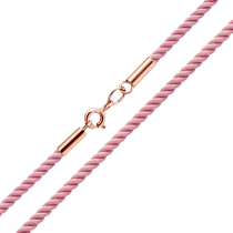 обзорное фото Шелковый розовый шнурок с золотым замком 037894 Шнурки с золотом обзорное фото Шелковый розовый шнурок с золотым замком 037894  Шнурки с золотом