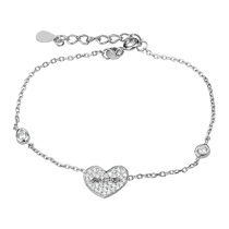 обзорное фото Женский нежный браслет с подвижным центром из белых фианитов 039690 Серебряные женские браслеты обзорное фото Женский нежный браслет с подвижным центром из белых фианитов 039690  Серебряные женские браслеты