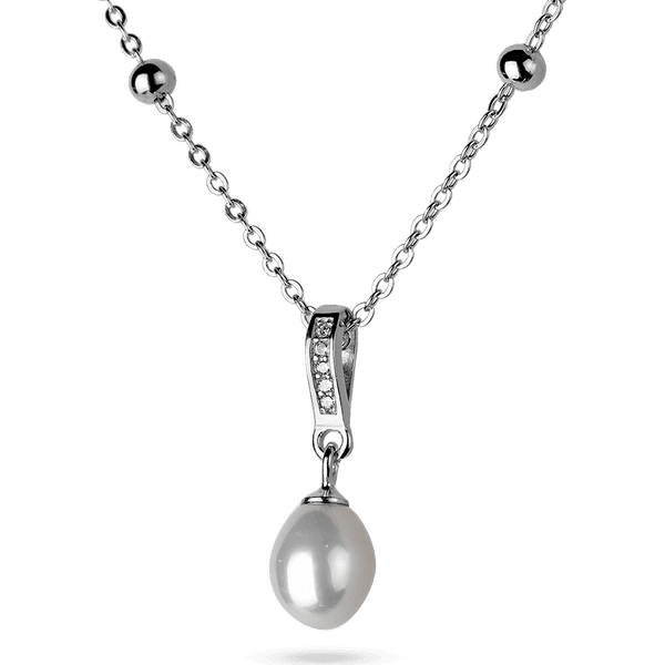 Срібне кольє з перлиною та маленькими кульками якірного плетіння 925 проби 039784 детальне зображення ювелірного виробу Срібне кольє з перлиною та маленькими кульками якірного плетіння 925 проби 039784 детальне зображення ювелірного виробу