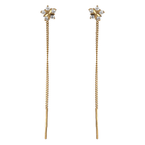 обзорное фото Золотые серьги 567109 Золотые серьги с фианитом обзорное фото Золотые серьги 567109  Золотые серьги с фианитом
