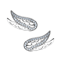 обзорное фото Серебряные серьги пусеты Крылья с фианитами 027330  Серебряные серьги