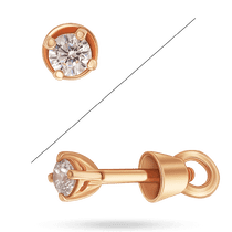 оглядове фото Одинарна (моно) сережка на закрутці з білим фіанітом в червоному золоті 039898 оглядове фото Одинарна (моно) сережка на закрутці з білим фіанітом в червоному золоті 039898