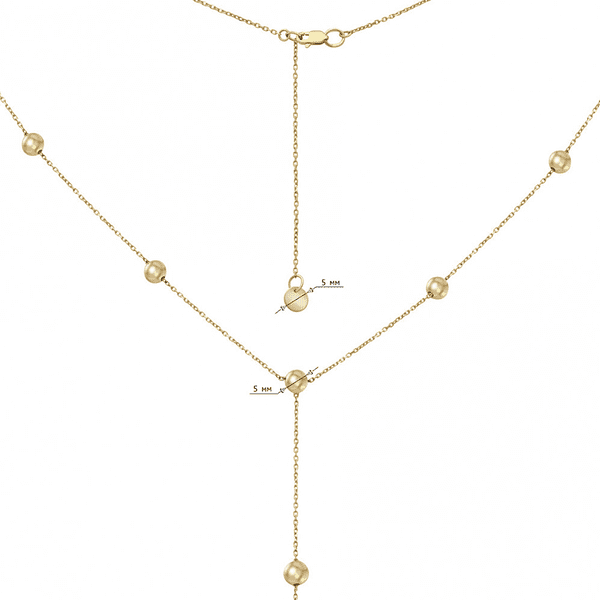 Колье-галстук из лимонного золота с шариками  Колье-галстук из лимонного золота с шариками