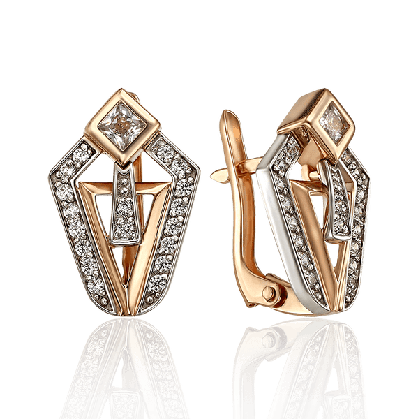 Неординарные золотые серьги с россыпью фианитов 033694 детальное изображение ювелирного изделия Золотые серьги Неординарные золотые серьги с россыпью фианитов 033694 детальное изображение ювелирного изделия Золотые серьги