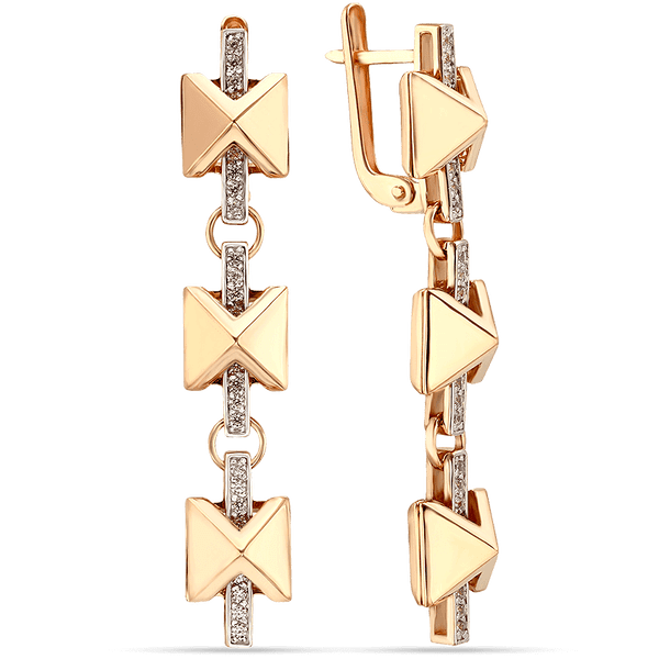 Золотые серьги с фианитами Пирамидки 034051 детальное изображение ювелирного изделия Золотые серьги с фианитом Золотые серьги с фианитами Пирамидки 034051 детальное изображение ювелирного изделия Золотые серьги с фианитом