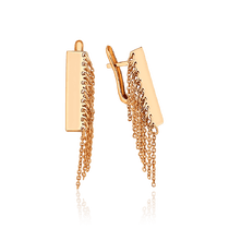 обзорное фото Золотые серьги с цепочками в современном дизайне Аризона 036144 Золотые серьги обзорное фото Золотые серьги с цепочками в современном дизайне Аризона 036144  Золотые серьги