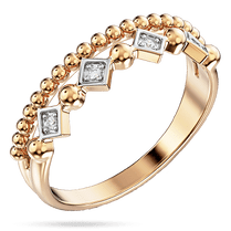 обзорное фото Удивительное кольцо с декоративными элементами в красном золоте с фианитами 039889 Золотые кольца с фианитом обзорное фото Удивительное кольцо с декоративными элементами в красном золоте с фианитами 039889  Золотые кольца с фианитом