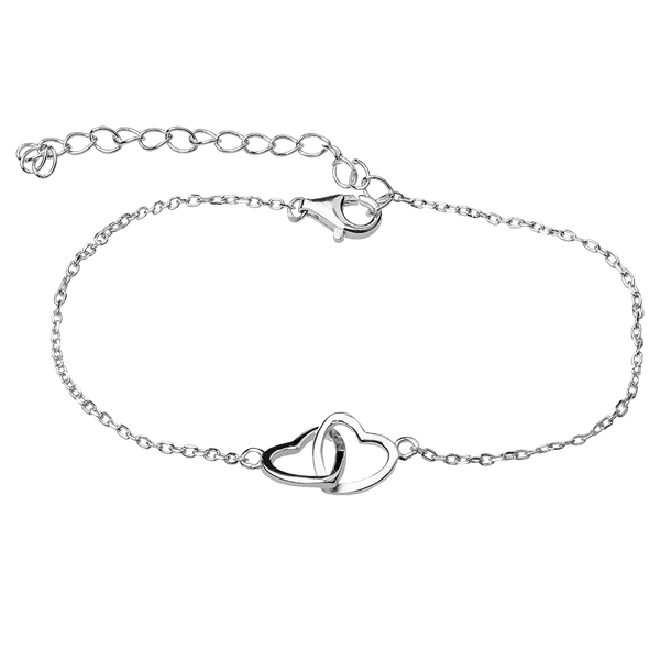 Серебряный браслетик на руку Два Сердца без вставок с дополнительной цепочкой 039716 детальное изображение ювелирного изделия Серебряные женские браслеты Серебряный браслетик на руку Два Сердца без вставок с дополнительной цепочкой 039716 детальное изображение ювелирного изделия Серебряные женские браслеты