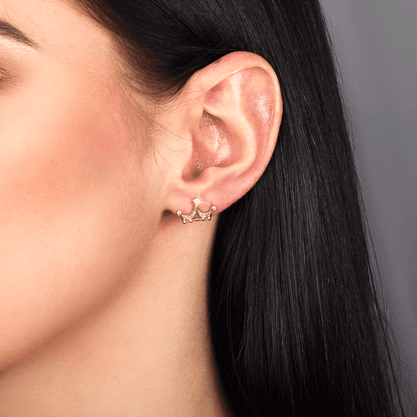 Золотые серьги с фианитом Корона 030712