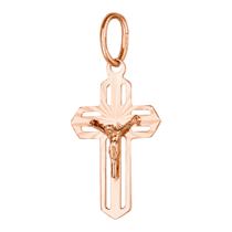 обзорное фото Золотой крестик с распятием и алмазной гравировкой 030357  Золотые крестики православные