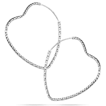 обзорное фото Серебряные серьги конго Сердца с алмазной гравировкой 925 пробы 039538 Серебряные серьги без вставок обзорное фото Серебряные серьги конго Сердца с алмазной гравировкой 925 пробы 039538  Серебряные серьги без вставок