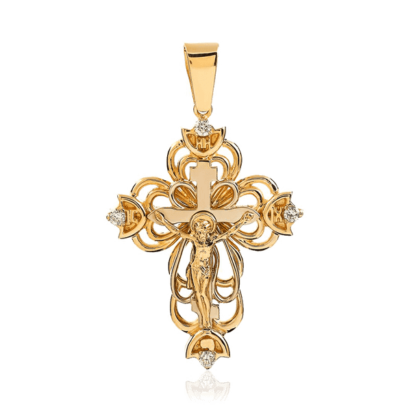 Ажурный золотой крестик женский 036533 детальное изображение ювелирного изделия Золотые подвески Ажурный золотой крестик женский 036533 детальное изображение ювелирного изделия Золотые подвески