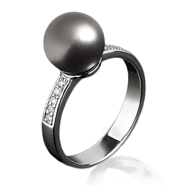 Кольцо из белого золота с жемчугом и бриллиантами 1070/1 детальное изображение ювелирного изделия Золотые кольца с жемчугом Кольцо из белого золота с жемчугом и бриллиантами 1070/1 детальное изображение ювелирного изделия Золотые кольца с жемчугом