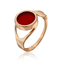 обзорное фото Золотое кольцо Минимализм с красной эмалью 033400  Золотые кольца