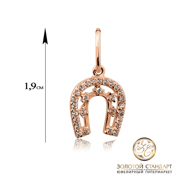 Золотой кулон подкова с фианитами Золотой кулон подкова с фианитами