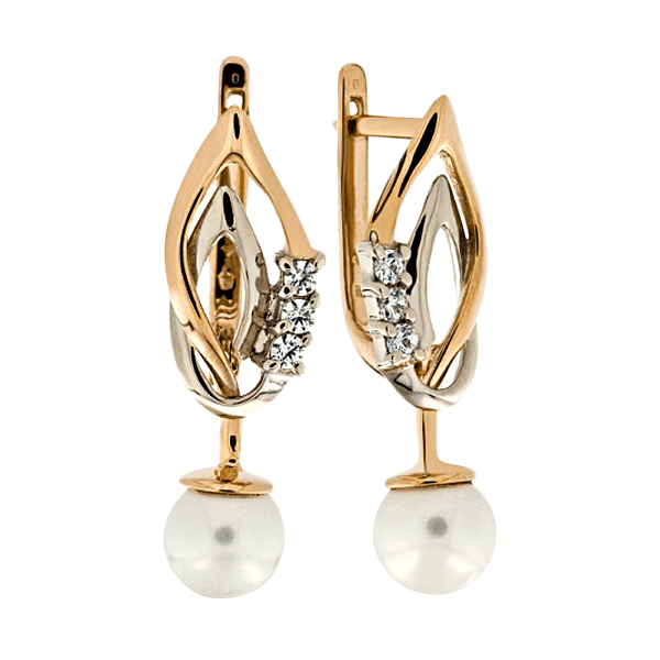 Серьги с жемчугом 430235 детальное изображение ювелирного изделия Золотые серьги с жемчугом Серьги с жемчугом 430235 детальное изображение ювелирного изделия Золотые серьги с жемчугом